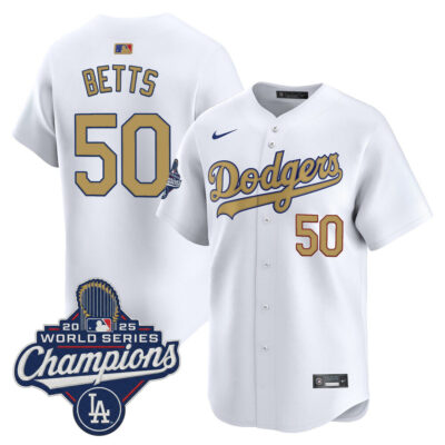 LA Dodgers 2025 World Series Champions Gold Vapor Premier Limited Jersey - Mookie Betts