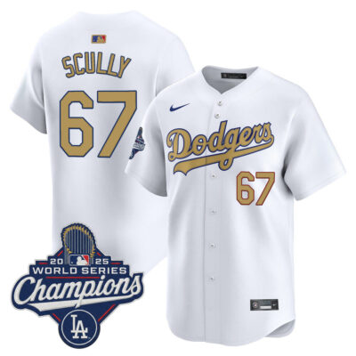 LA Dodgers 2025 World Series Champions Gold Vapor Premier Limited Jersey - Vin Scully