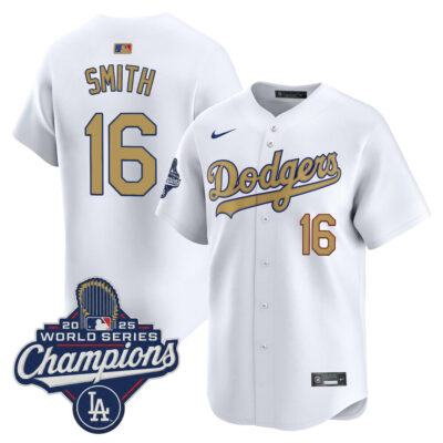 LA Dodgers 2025 World Series Champions Gold Vapor Premier Limited Jersey - Will Smith