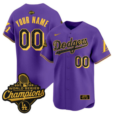 LA Dodgers 2025 World Series Champions Mamba Vapor Premier Limited Custom Jersey - Purple