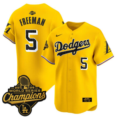 LA Dodgers 2025 World Series Champions Mamba Vapor Premier Limited Jersey - Gold / Freddie Freeman