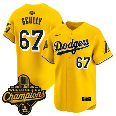 LA Dodgers 2025 World Series Champions Mamba Vapor Premier Limited Jersey - Gold / Vin Scully