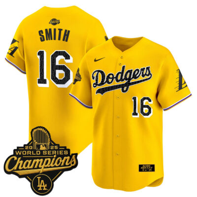 LA Dodgers 2025 World Series Champions Mamba Vapor Premier Limited Jersey - Gold / Will Smith