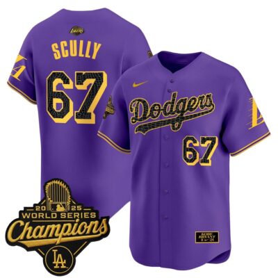 LA Dodgers 2025 World Series Champions Mamba Vapor Premier Limited Jersey - Purple / Vin Scully