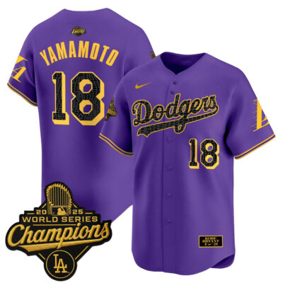 LA Dodgers 2025 World Series Champions Mamba Vapor Premier Limited Jersey - Purple / Yamamoto