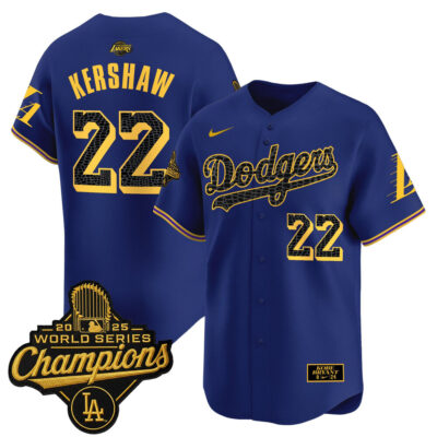LA Dodgers 2025 World Series Champions Mamba Vapor Premier Limited Jersey - Royal / Clayton Kershaw