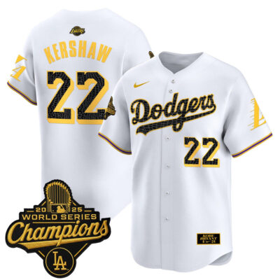 LA Dodgers 2025 World Series Champions Mamba Vapor Premier Limited Jersey - White / Clayton Kershaw
