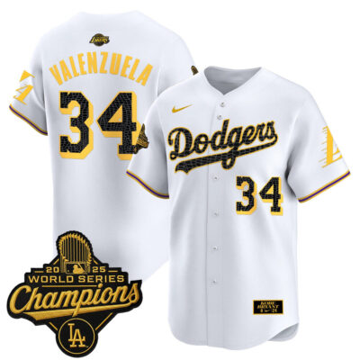 LA Dodgers 2025 World Series Champions Mamba Vapor Premier Limited Jersey - White / Fernando Valenzuela