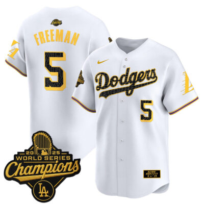 LA Dodgers 2025 World Series Champions Mamba Vapor Premier Limited Jersey - White / Freddie Freeman