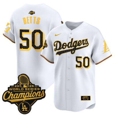 LA Dodgers 2025 World Series Champions Mamba Vapor Premier Limited Jersey - White / Mookie Betts