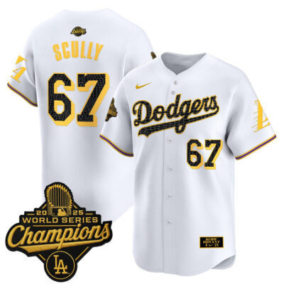 LA Dodgers 2025 World Series Champions Mamba Vapor Premier Limited Jersey - White / Vin Scully