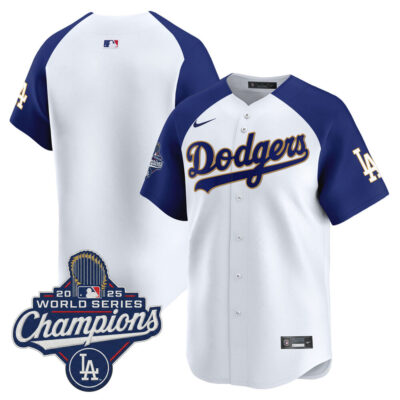 LA Dodgers 2025 World Series Champions Patch Gold Trim Vapor Premier Limited Jersey - White Alternate / Team