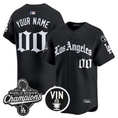 LA Dodgers 2025 World Series Champions Vapor Premier Limited Custom Jersey - LA Gothic Edition - Black