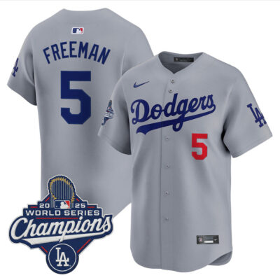 LA Dodgers 2025 World Series Champions Vapor Premier Limited Jersey - Gray / Freddie Freeman