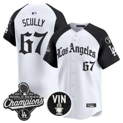 LA Dodgers 2025 World Series Champions Vapor Premier Limited Jersey - LA Gothic Edition - Alternate / Vin Scully