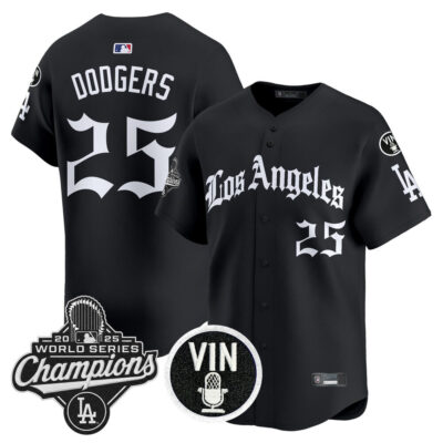 LA Dodgers 2025 World Series Champions Vapor Premier Limited Jersey - LA Gothic Edition - Black / #25 LA Dodgers