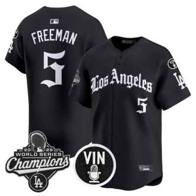 LA Dodgers 2025 World Series Champions Vapor Premier Limited Jersey - LA Gothic Edition - Black / Freddie Freeman