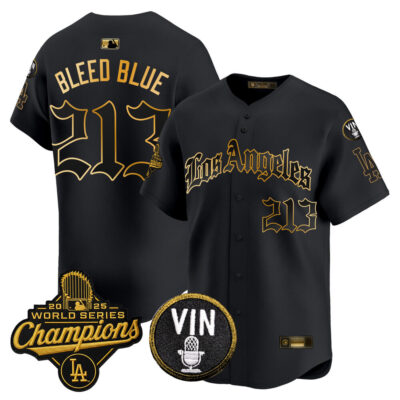 LA Dodgers 2025 World Series Champions Vapor Premier Limited Jersey - LA Gothic Edition - Black Gold / Bleed Blue