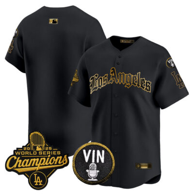 LA Dodgers 2025 World Series Champions Vapor Premier Limited Jersey - LA Gothic Edition - Black Gold / Team