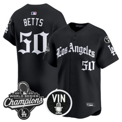 LA Dodgers 2025 World Series Champions Vapor Premier Limited Jersey - LA Gothic Edition - Black / Mookie Betts