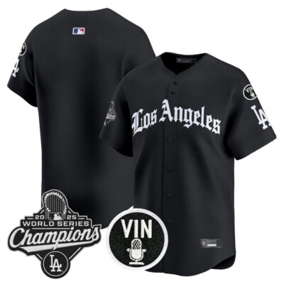 LA Dodgers 2025 World Series Champions Vapor Premier Limited Jersey - LA Gothic Edition - Black / Team