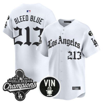 LA Dodgers 2025 World Series Champions Vapor Premier Limited Jersey - LA Gothic Edition - White / Bleed Blue