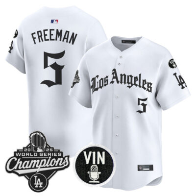 LA Dodgers 2025 World Series Champions Vapor Premier Limited Jersey - LA Gothic Edition - White / Freddie Freeman