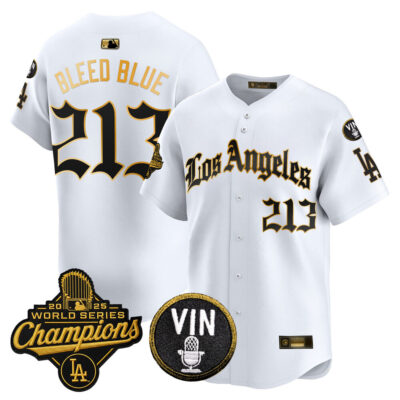 LA Dodgers 2025 World Series Champions Vapor Premier Limited Jersey - LA Gothic Edition - White Gold / Bleed Blue