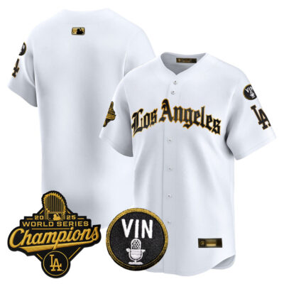 LA Dodgers 2025 World Series Champions Vapor Premier Limited Jersey - LA Gothic Edition - White Gold / Team