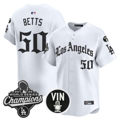LA Dodgers 2025 World Series Champions Vapor Premier Limited Jersey - LA Gothic Edition - White / Mookie Betts