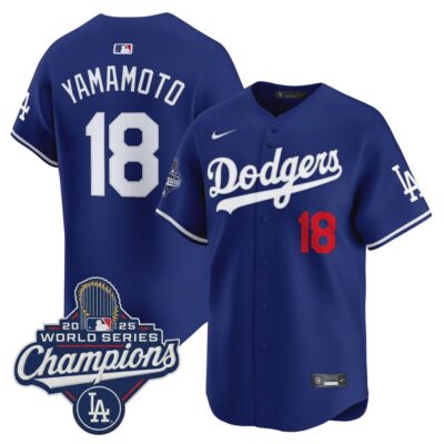 LA Dodgers 2025 World Series Champions Vapor Premier Limited Jersey - Royal / Yamamoto