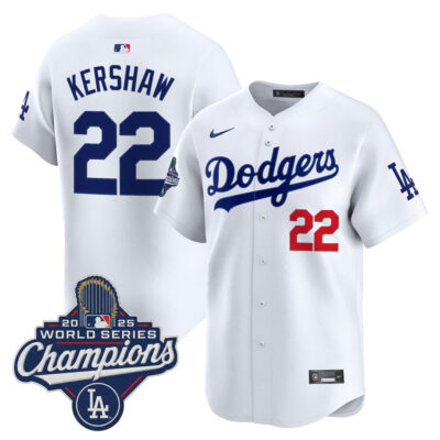 LA Dodgers 2025 World Series Champions Vapor Premier Limited Jersey - White / Clayton Kershaw