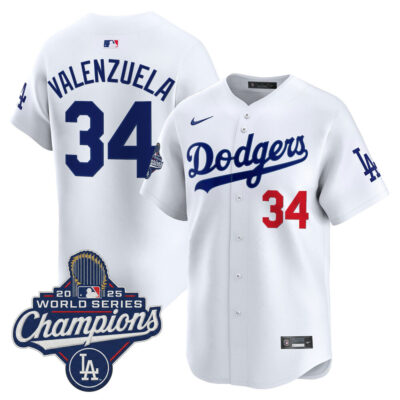 LA Dodgers 2025 World Series Champions Vapor Premier Limited Jersey - White / Fernando Valenzuela