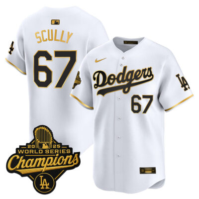 LA Dodgers 2025 World Series Champions Vapor Premier Limited Jersey - White Gold / Vin Scully