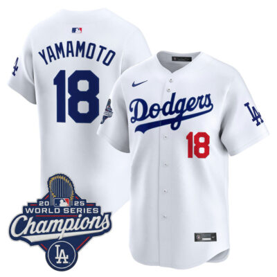 LA Dodgers 2025 World Series Champions Vapor Premier Limited Jersey - White / Yamamoto