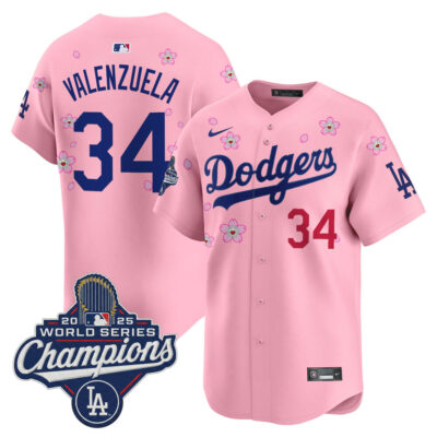 LA Dodgers 2025 World Series Champions x Tokyo Series Vapor Premier Limited Jersey - Cherry Blossom / Fernando Valenzuela
