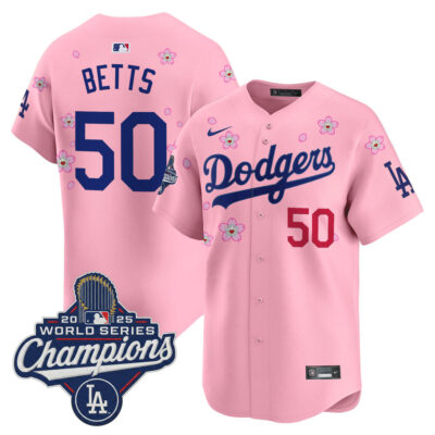 LA Dodgers 2025 World Series Champions x Tokyo Series Vapor Premier Limited Jersey - Cherry Blossom / Mookie Betts