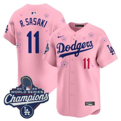 LA Dodgers 2025 World Series Champions x Tokyo Series Vapor Premier Limited Jersey - Cherry Blossom / Roki Sasaki