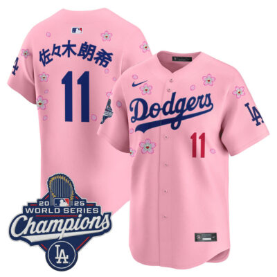 LA Dodgers 2025 World Series Champions x Tokyo Series Vapor Premier Limited Jersey - Cherry Blossom / Roki Sasaki (Kanji)