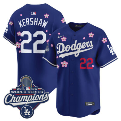 LA Dodgers 2025 World Series Champions x Tokyo Series Vapor Premier Limited Jersey - Royal / Clayton Kershaw