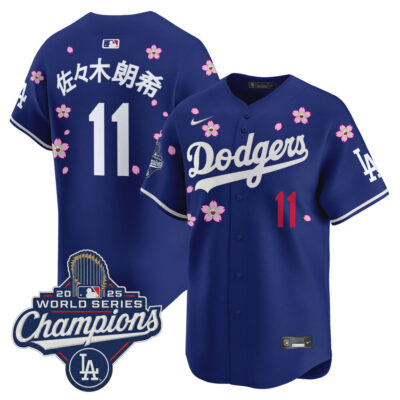 LA Dodgers 2025 World Series Champions x Tokyo Series Vapor Premier Limited Jersey - Royal / Roki Sasaki (Kanji)