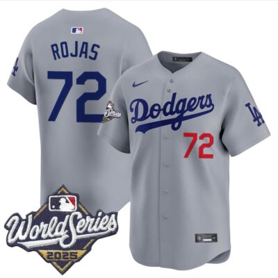 LA Dodgers #72 Miguel Rojas 2025 World Series Champions Vapor Premier Limited Jersey - Gray / World Series