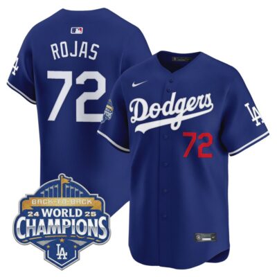 LA Dodgers #72 Miguel Rojas 2025 World Series Champions Vapor Premier Limited Jersey - Royal / Back2Back