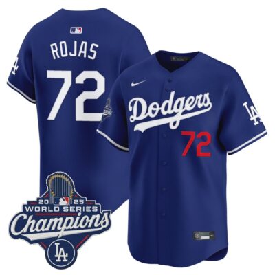 LA Dodgers #72 Miguel Rojas 2025 World Series Champions Vapor Premier Limited Jersey - Royal / Champions