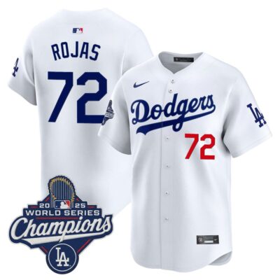 LA Dodgers #72 Miguel Rojas 2025 World Series Champions Vapor Premier Limited Jersey - White / Champions