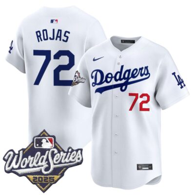 LA Dodgers #72 Miguel Rojas 2025 World Series Champions Vapor Premier Limited Jersey - White / World Series