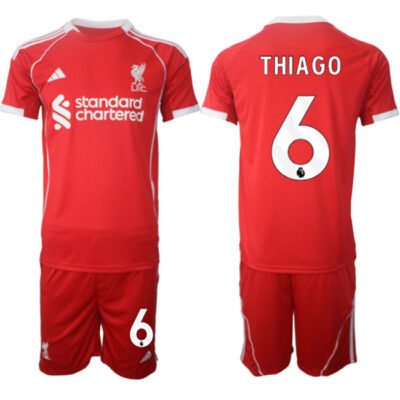 Liverpool #6 Thiago 2025 Red Home Soccer Jersey Suit