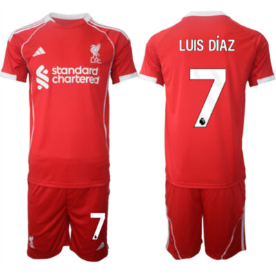 Liverpool #7 Luis Diaz 2025 Red Home Soccer Jersey Suit