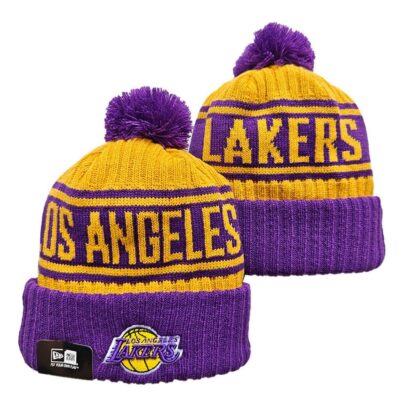 Los Angeles Lakers Cuffed Knit Hat with Pom