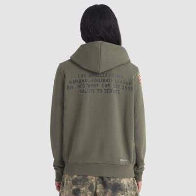 Alternative view of Los Angeles Rams Women's 2025 Salute to Service Sideline Standard Issue Dri-FIT Hoodie - Olive